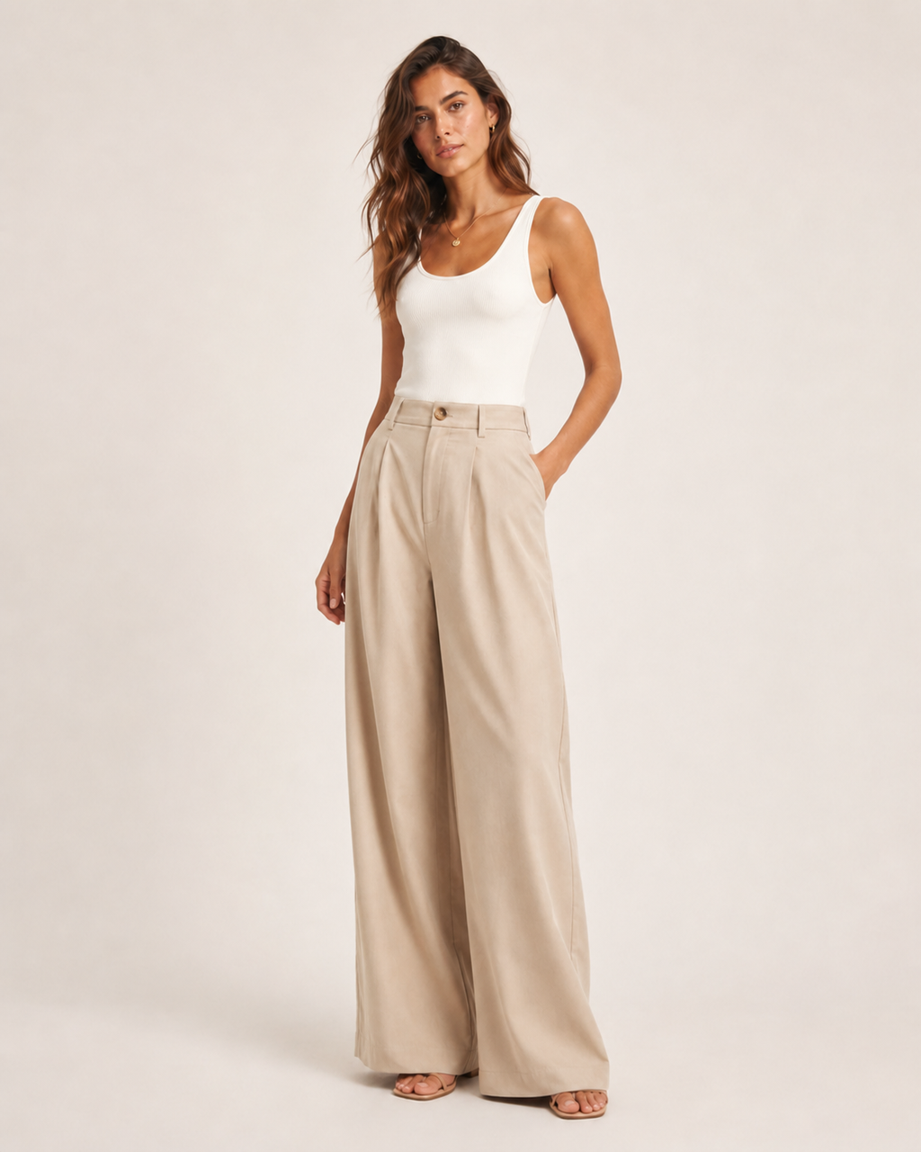 VIP-High-Waisted Wide-Leg Tailored Trousers
