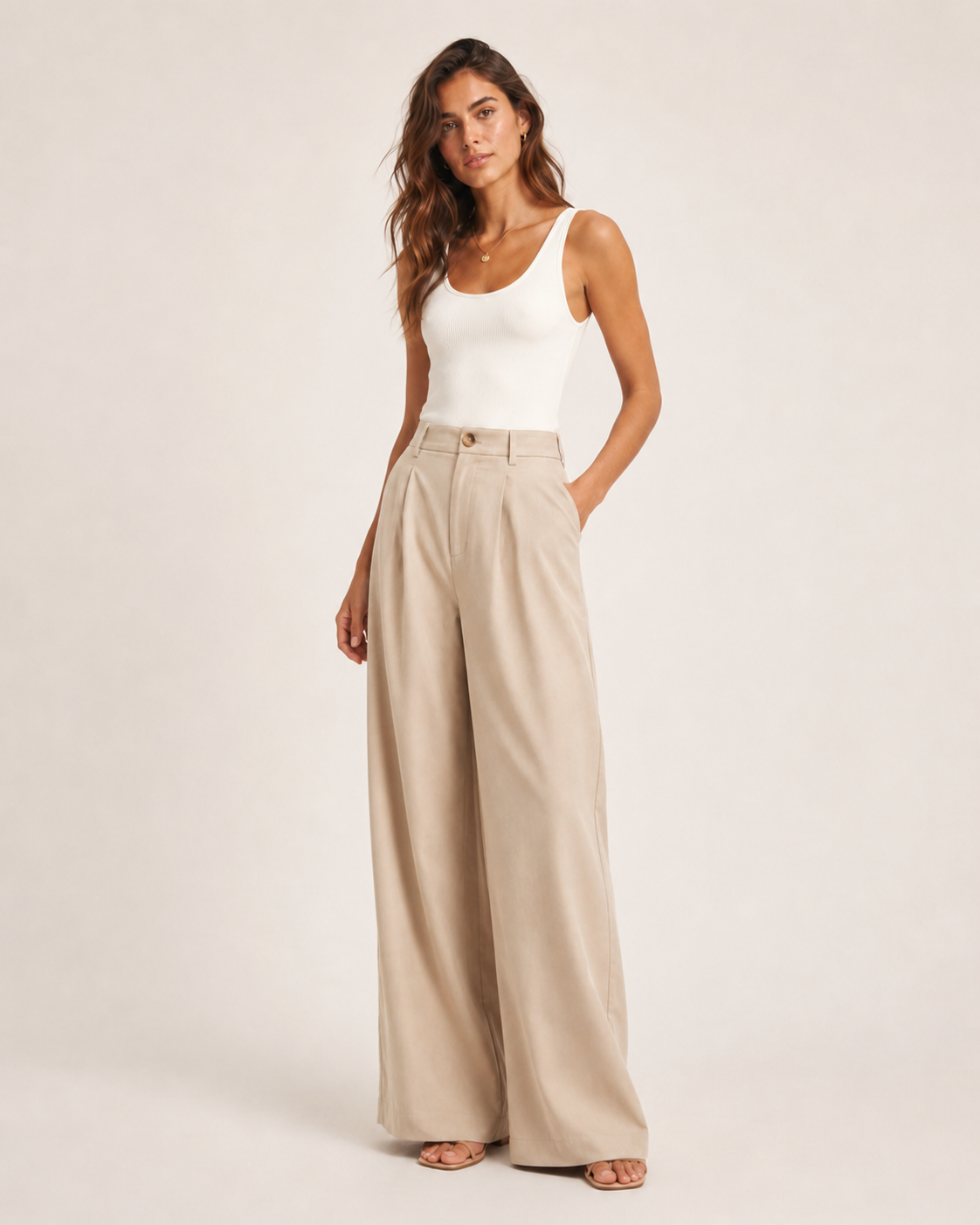 VIP-High-Waisted Wide-Leg Tailored Trousers