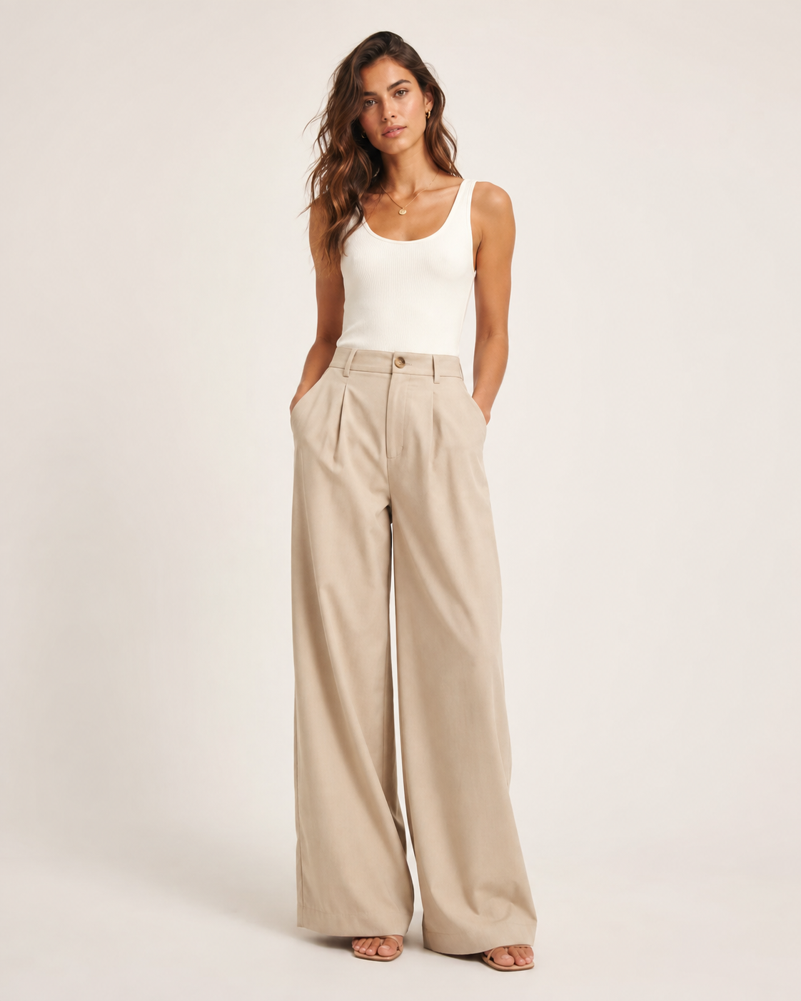 VIP-High-Waisted Wide-Leg Tailored Trousers