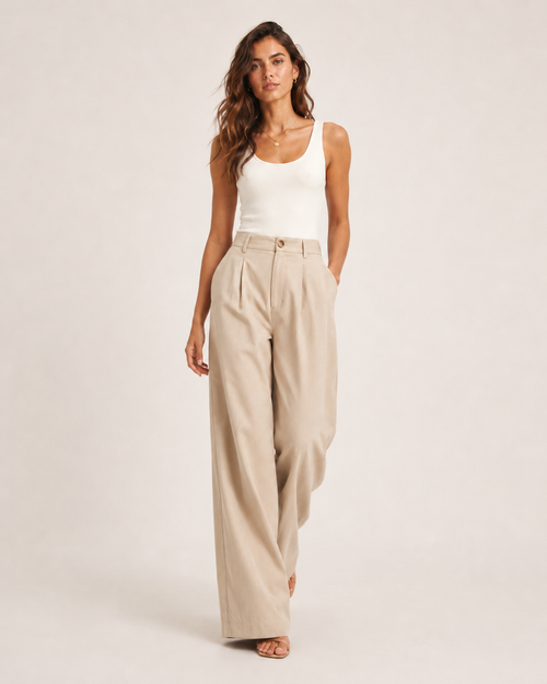 VIP-High-Waisted Wide-Leg Tailored Trousers
