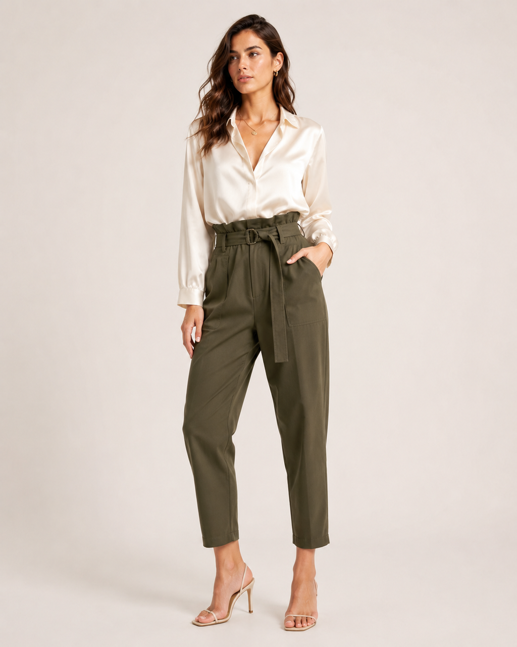 putong-Elegant High-Waist Tailored Trousers