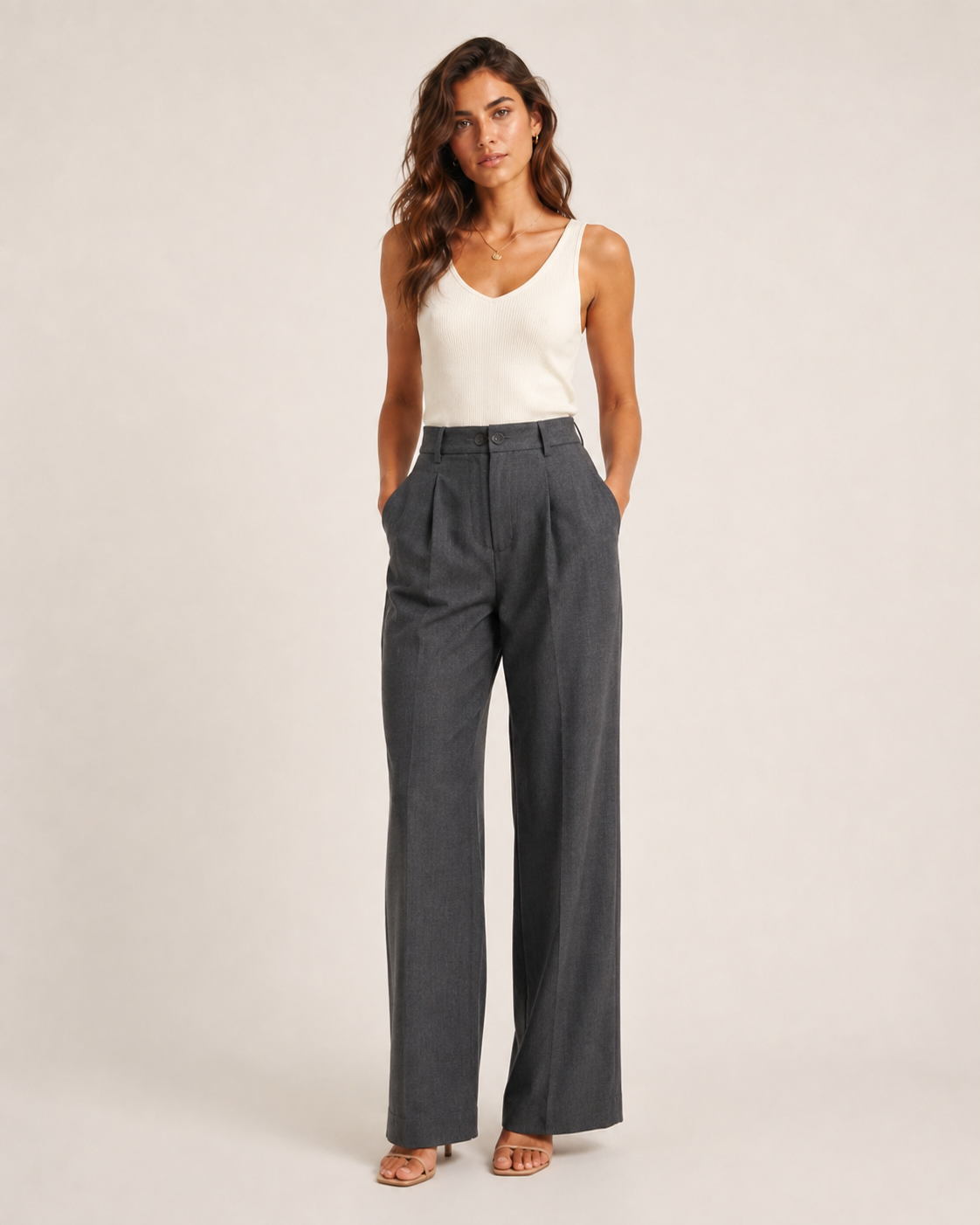 putong-Elegant High-Waist Tailored Trousers