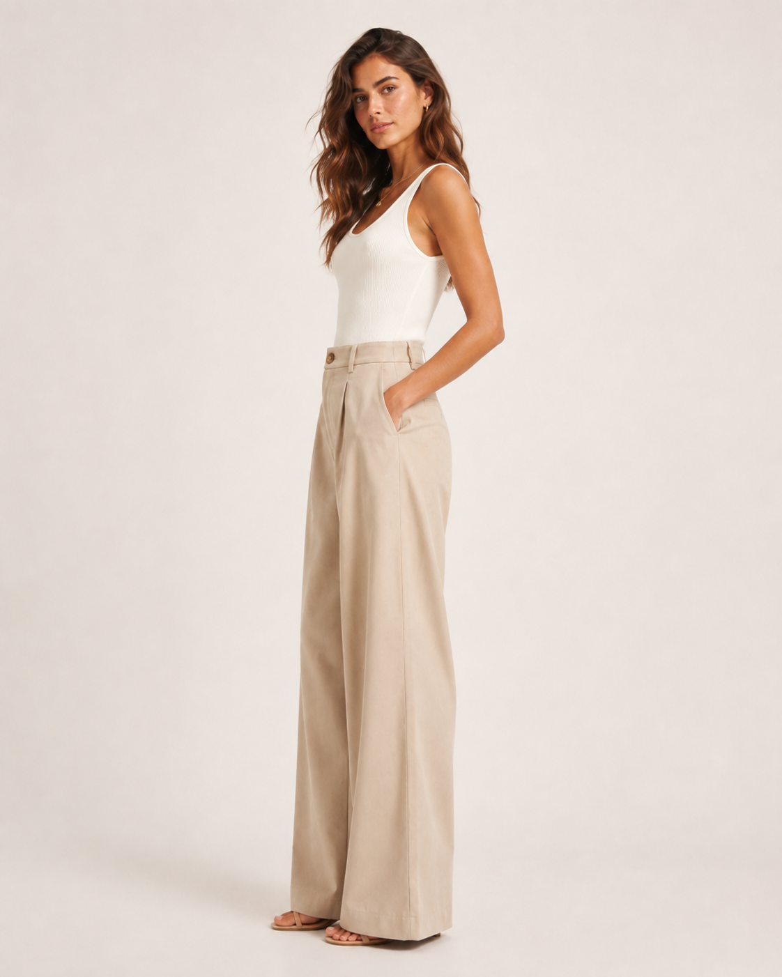 VIP-High-Waisted Wide-Leg Tailored Trousers