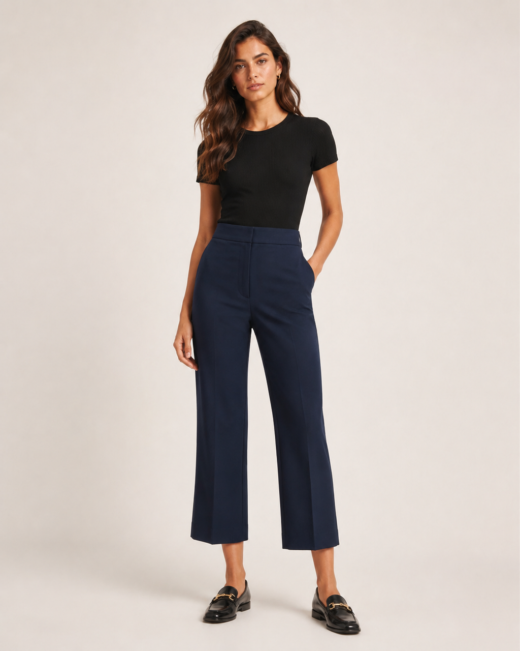putong-Elegant High-Waist Tailored Trousers