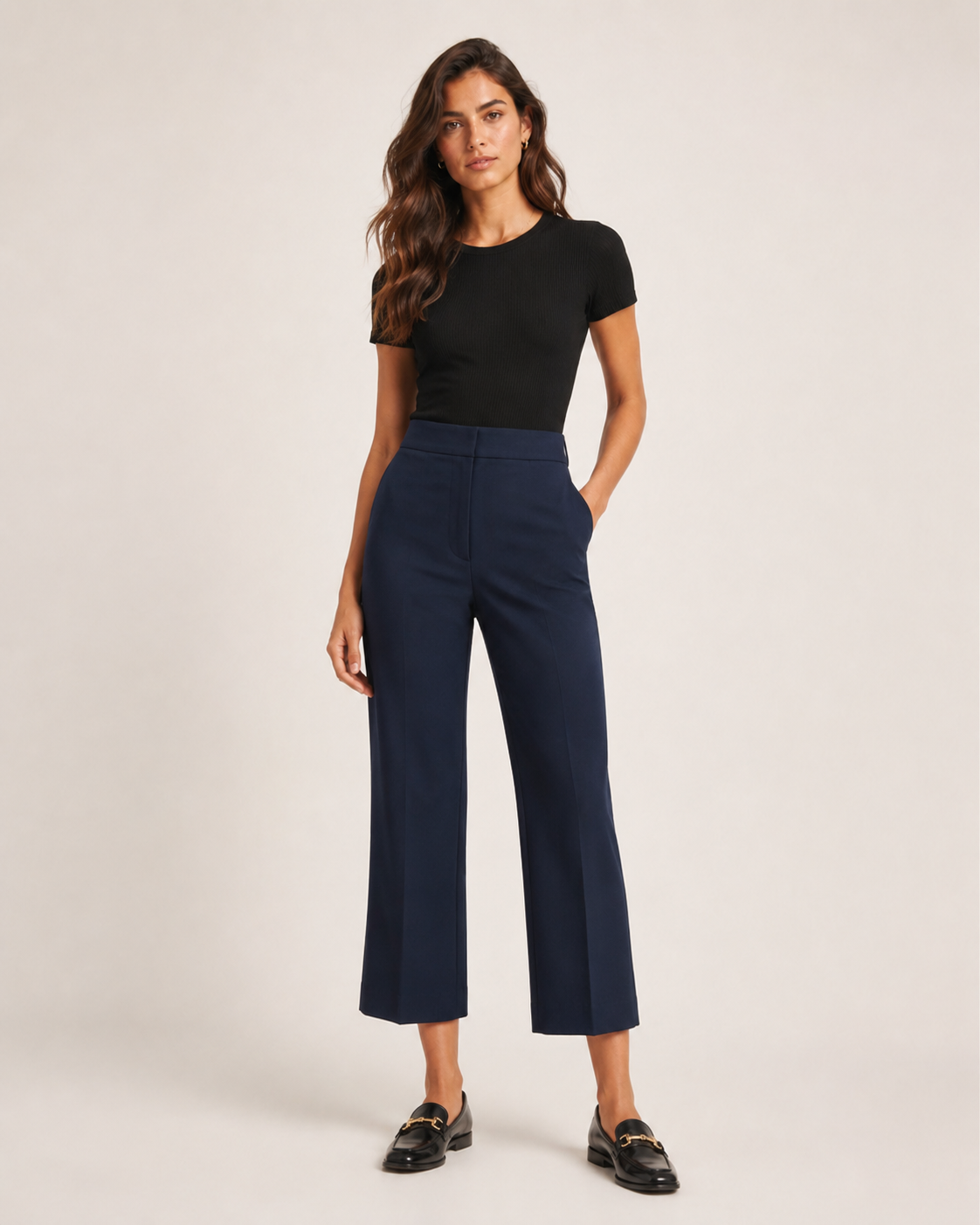 putong-Elegant High-Waist Tailored Trousers