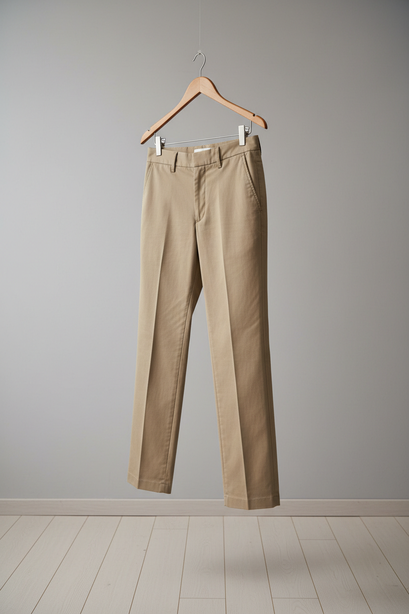 Women's chino pants on hanger