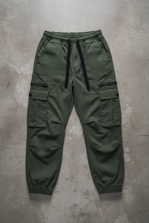 Women's cargo pants flat lay display