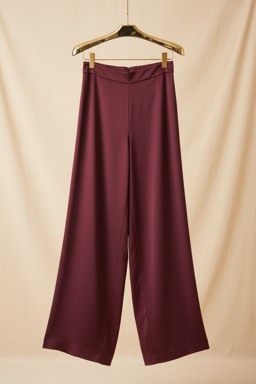 Women's wide-leg trousers on hanger